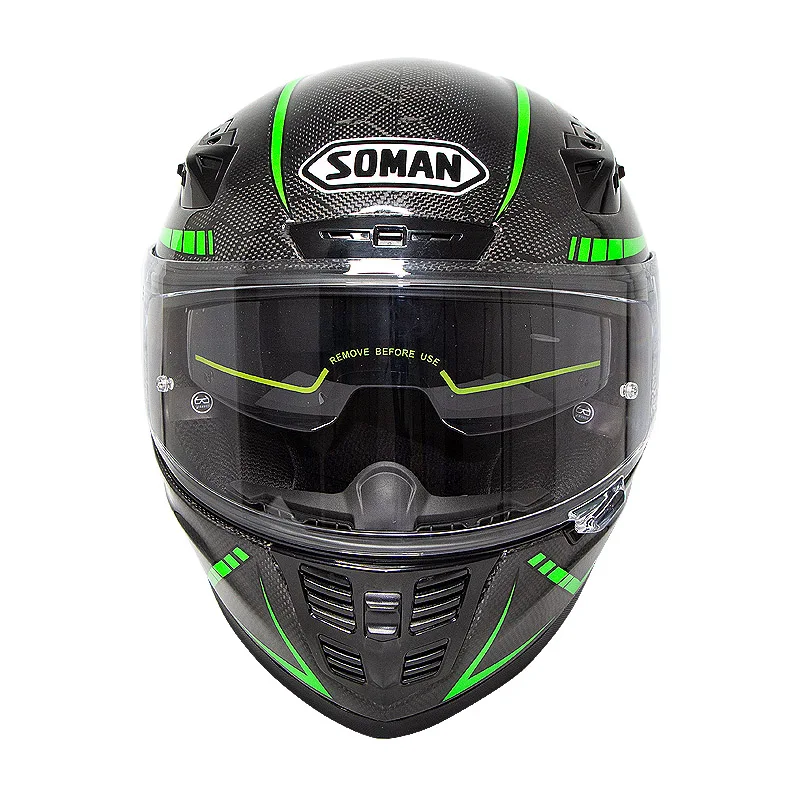خوذة دراجة نارية أصلية من ألياف الكربون 100 عدسات مزدوجة 24k Soman X7 Helmets Aliexpress
