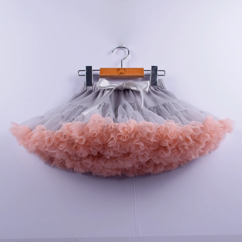 grey and peach Модная юбка-пачка девочек яркая детская одежда Вечерние пышные детские юбки-американки принцесс танцевальный костюм балета для детей от 0 до 16 лет - Цвет: grey and peach