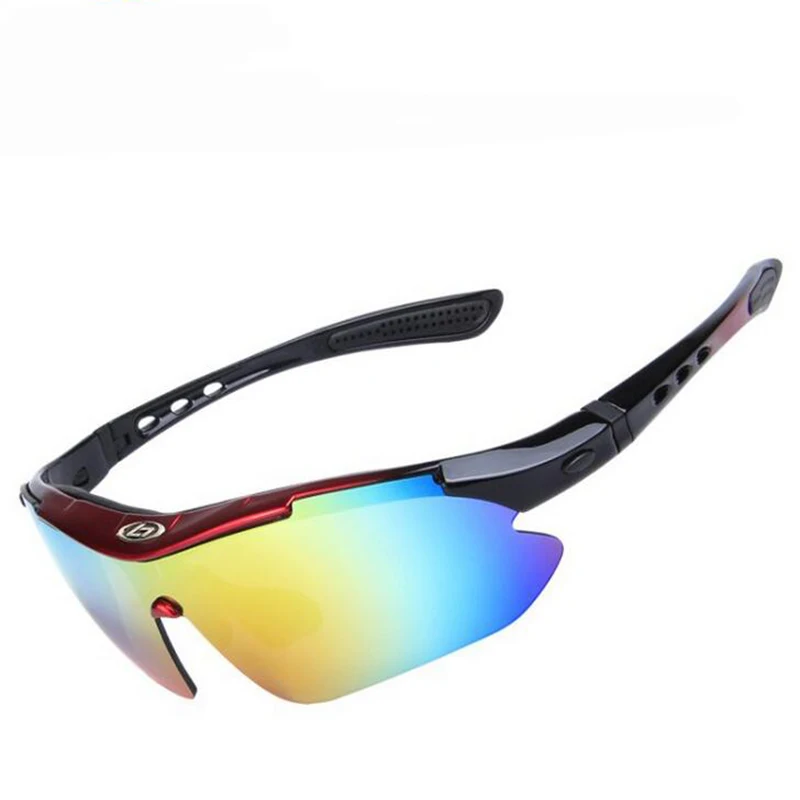 0089 Polarized Sport Glasses Tactical Airsoft Hunting Sport Googles Cycling Hiking Camping Outdoor Eyewear 5 Lens - Цвет: Black red