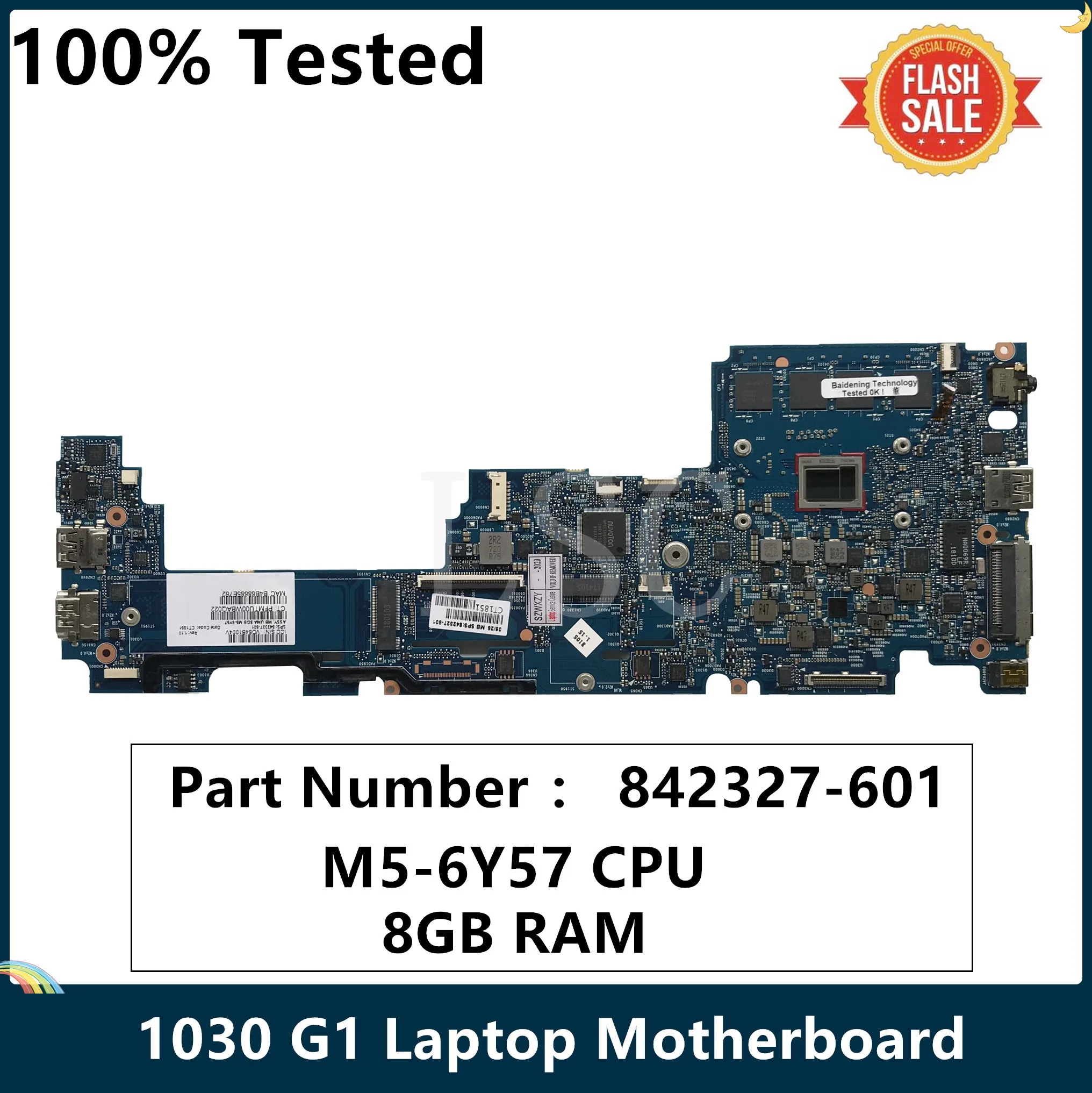 Материнская плата LSC для ноутбука HP EliteBook 1030 G1 SR2EG M5-6Y57 CPU 8 Гб RAM 842327-001 842327-501 842327-601 100%