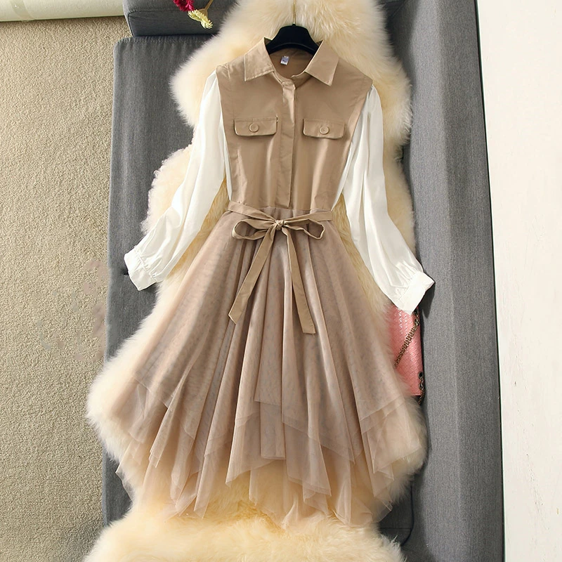 Консервативный стиль осеннее винтажное женское платье с длинным рукавом из