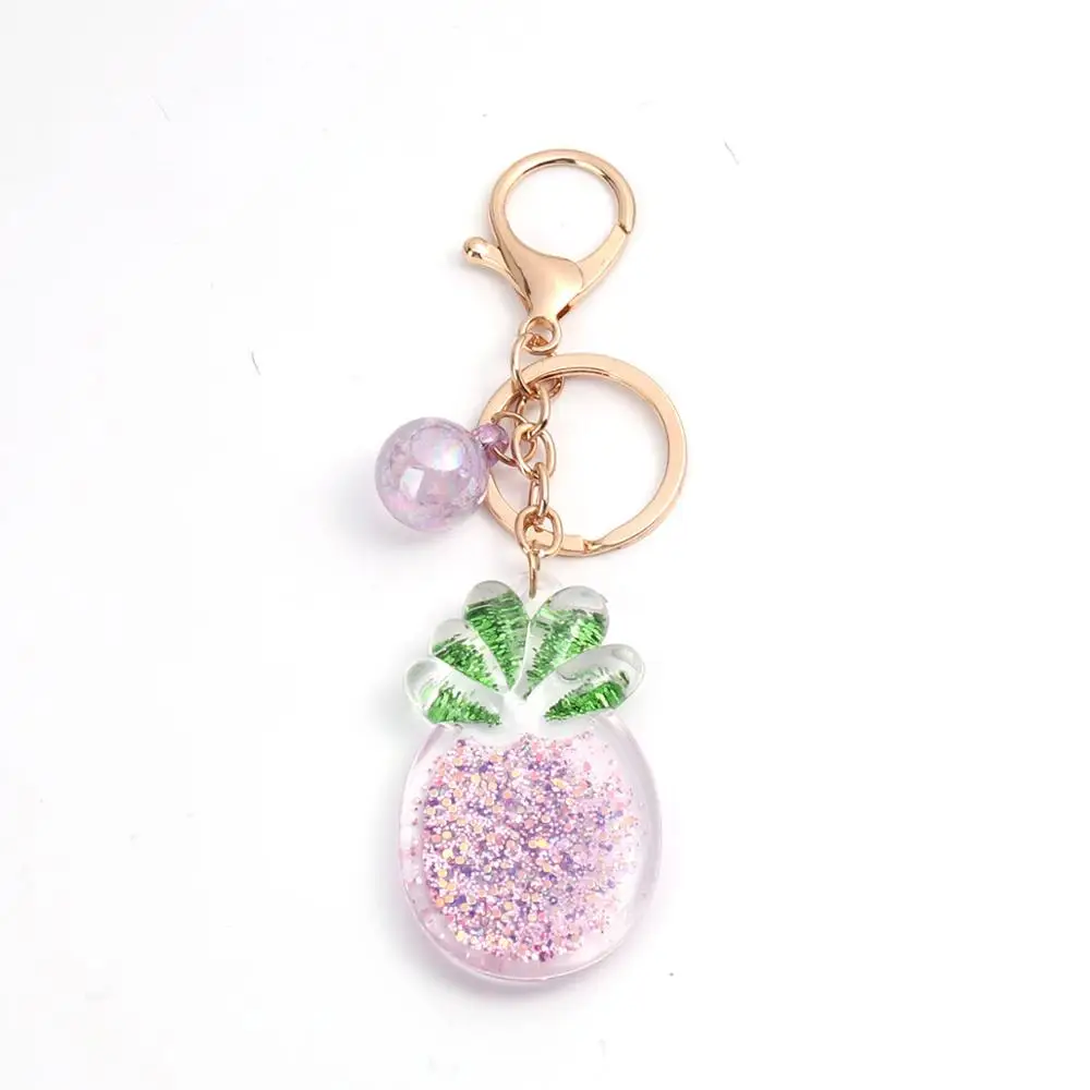 Purple Модный брелок для ключей, Золотой металлический цветной ананас/ананас, фрукты, блестки, Женские Ювелирные изделия, 13 см х 3,5 см, 1 штука - Цвет: Purple