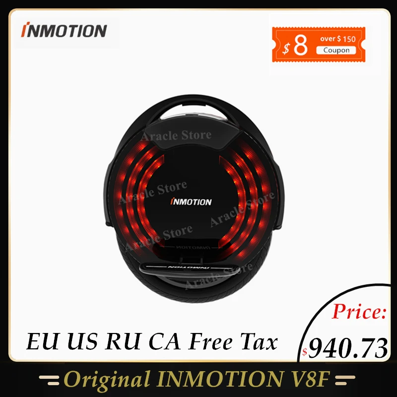 

INMOTION V8F Unicycle Self Balancing Electric Scooter Off-road With Decorative Lamps 16" Monowheel Hoverboard Skateboard