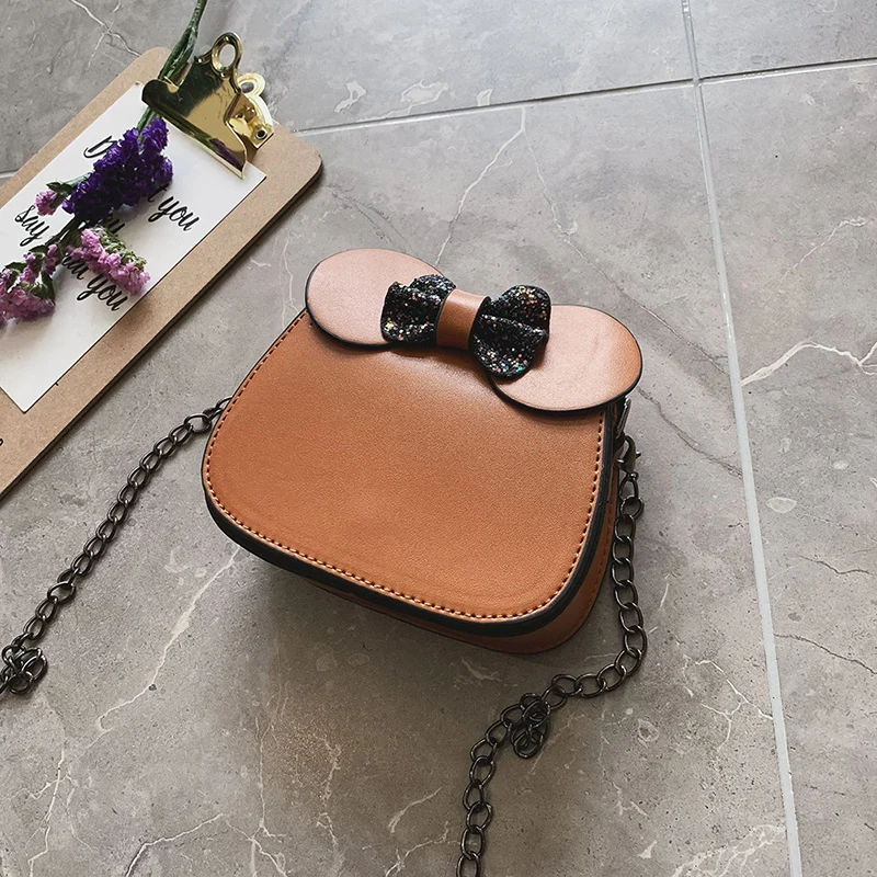 Cute Bowknot Backpack Toddler Kids Casual PU Sequins Body Cross Bag Children Princess Girls Handbag Shoulder Bag