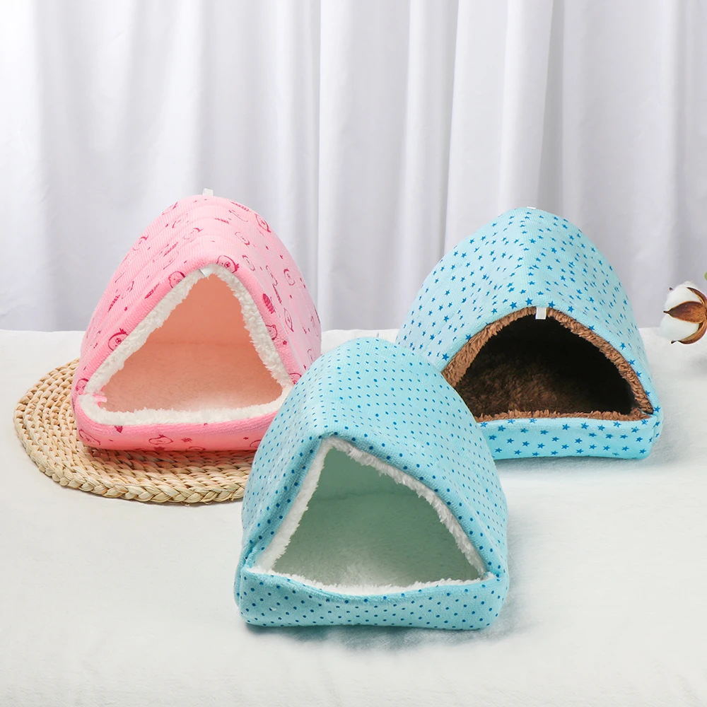 Cute Cartoon Winter Rabbit Squirrel Mini Cage Guinea Pig Nest Small Animal Mice Rat Pet Sleeping Bed Hamster House Warm Soft Mat - Image 3