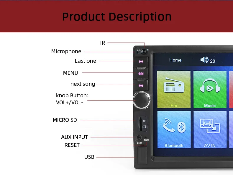 2 DIN Авторадио автомобильный мультимедийный плеер 7 дюймов HD Bluetooth MP4 MP5 стерео аудио видео USB AUX 2din радио para авто радио Coche