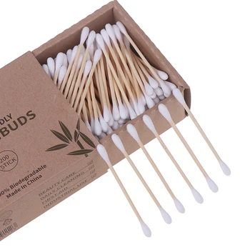 

100pcs Double Head Cotton Swab Bamboo Cotton Swab Wood Sticks Disposable Buds Cotton For Beauty Makeup Nose Ears Cleaning