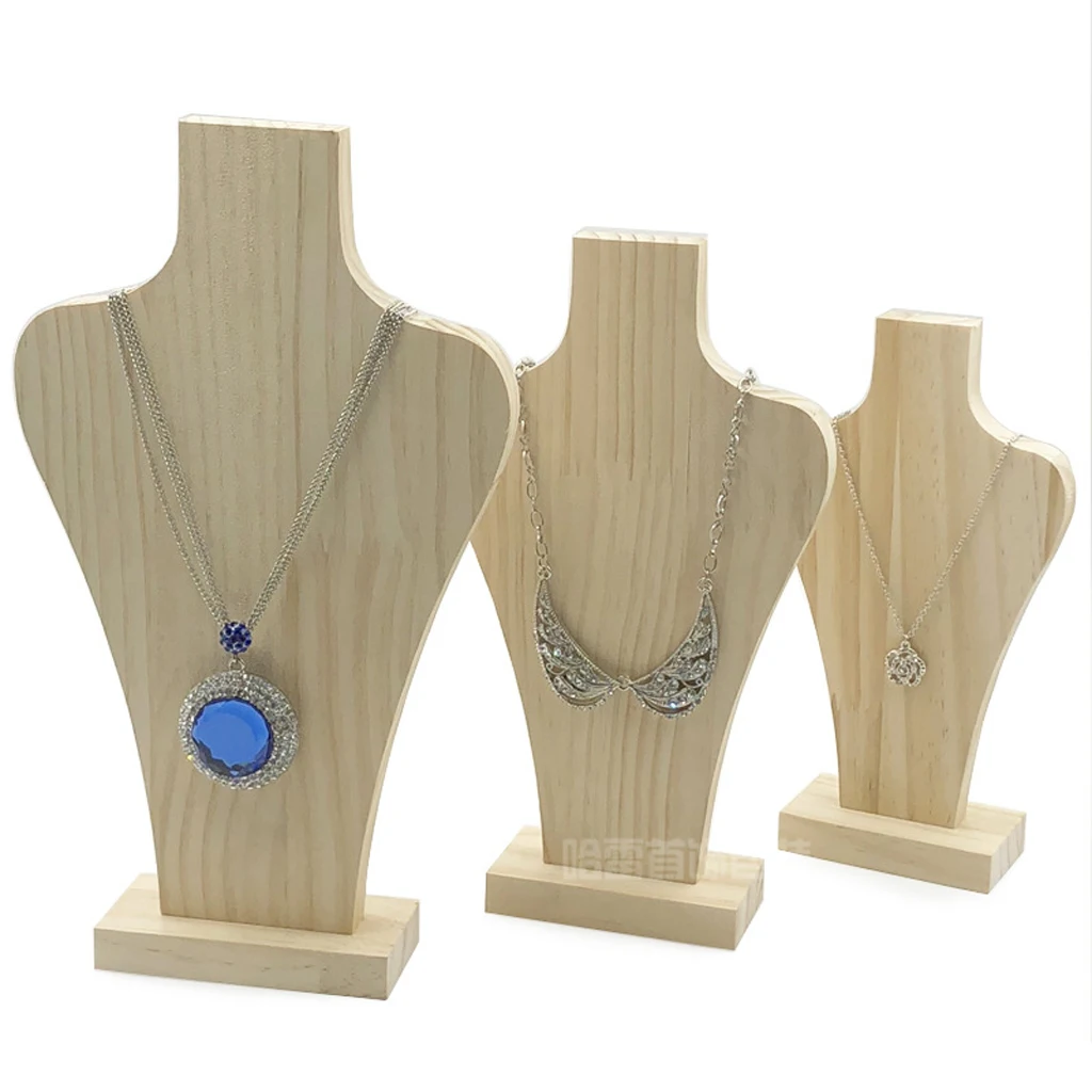 Wooden Jewelry Display Mannequin Bust for Necklace Jewelry Pendant Chain Display Stand Holder Organizer Wooden Jewelry Display Mannequin Bust for Necklace Jewelry Pendant Chain Display Stand Holder Organizer