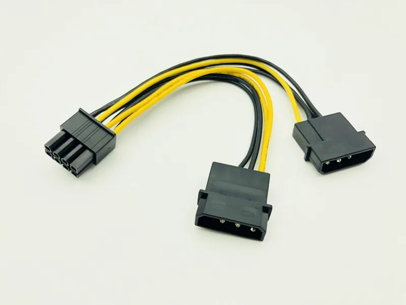 Durable Dual 4P to 8P Graphics Card Power Cable Dual 4Pin to 8Pin Video Card Power Supply D Port Graphics Card Cables for Mining