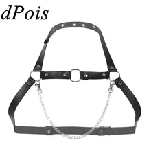 Классический мужской кожаный ремень на грудь в готическом стиле, мужской ремень в стиле панк, мужской ремень с пряжкой и металлическим кольцом-цепочкой