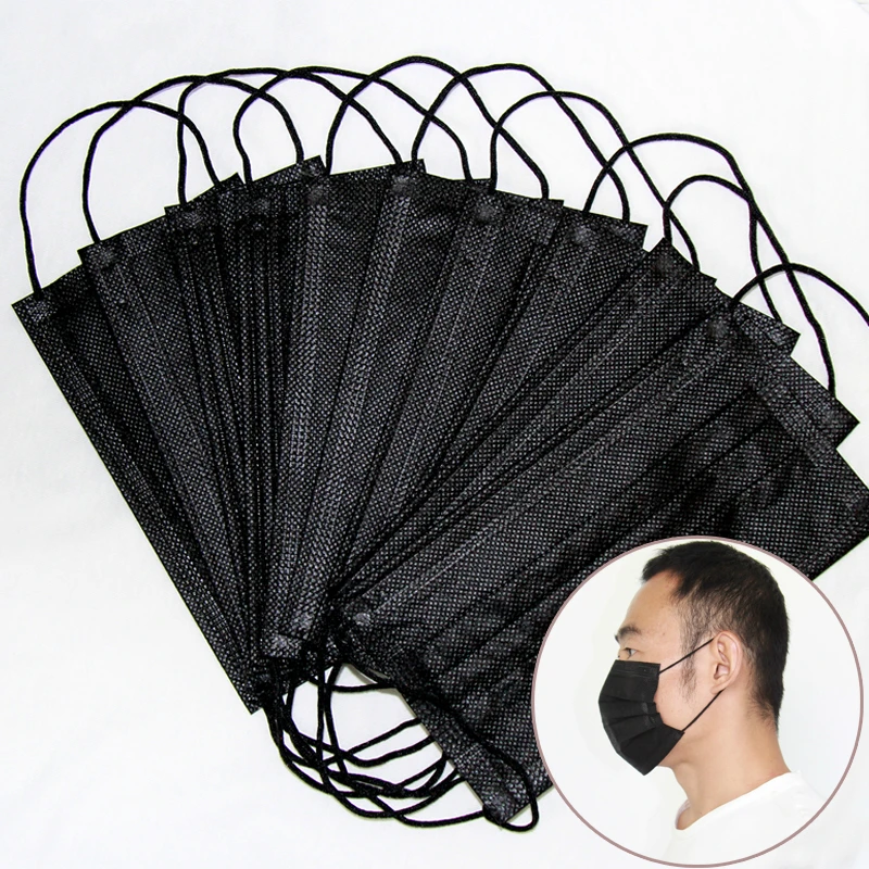 

10/3/2Pcs Mouth Mask Disposable Black Cotton Mouth Face Masks Non-Woven Mask Anti-Dust Mask 3 Filter Activated Anti Pollution