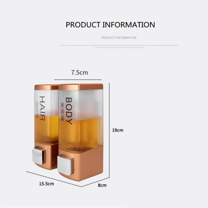 LIUYUE Soap Liquid Dispenser Plastic Large Capacity Bathroom Wall Mounted Home Hotel Washroom Wash Hair/Body Liquid Dispenser