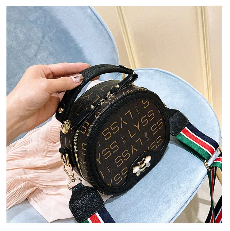 

2019 Small Bag Women's Autumn New Style Shoulder Bag Handbag Bag Graceful Wide-Strap Western Style Small round Bag