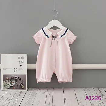 

0-2Years Baby Girl Romper Fashion Pink Bow for Newborn Baby Cotton Clothes Short Sleeve Kids Jumpsuit Baby Outfits Spring Summer