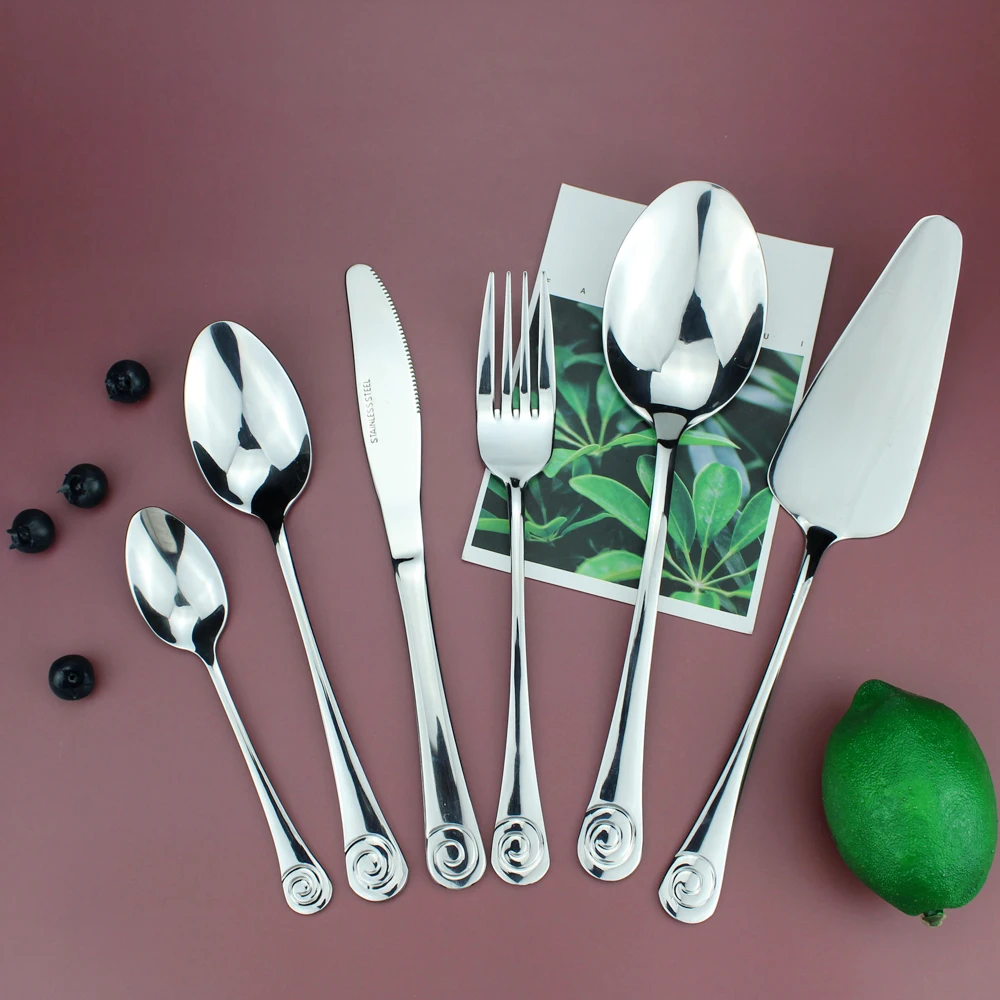 LUCF Stainless Steel Western Practical Dinnerware Cake Server 6pcs Separate Resonable Cutlery Mirror Polish for family