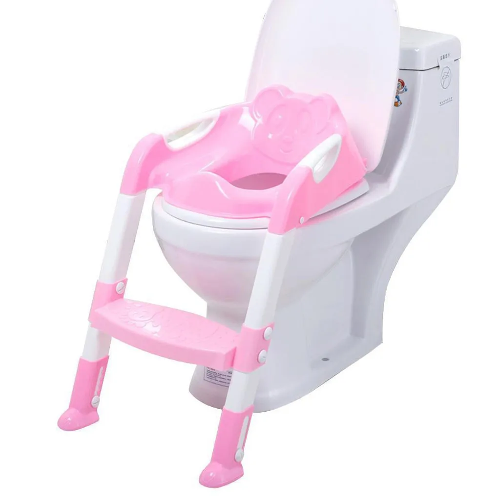 Детское кресло-лесенка для туалета, Детский горшок, регулируемое сиденье с шаговым табуретом для детей, Детский унитаз, тренировочный горшок N30 - Цвет: Розовый