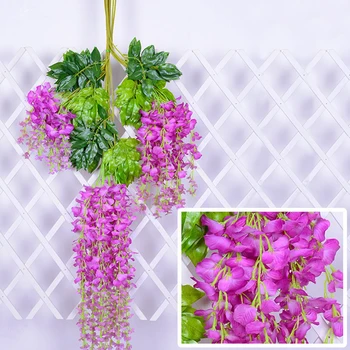 

3.6ft Flower String Artificial Wisteria Vine Garland Plants Foliage Home Garden Trailing Flower Fake Flower Hanging Wall Decor