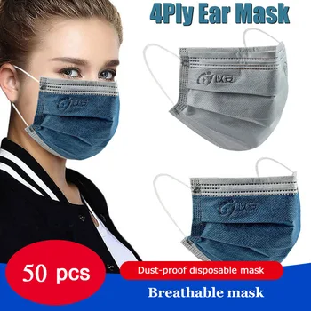 

50Pcs Mask Disposable Nonwove 3/4 Layer Ply Filter Mouth Cap Face Mask Filter Safe Breathable Protective In Stock Mascarillas