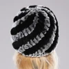 Women Winter Warm Real Rex Rabbit Fur Hat Snow Cap Winter Hats for Women Girls Real Fur Knit Skullies Beanies Natural Fluffy Hat 3