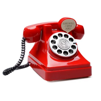 

Creative 3D Phone Money Telephone Coin Box Cartoon Turntable Digital Phone Money Safe Piggy Bank Children Plastic Gift-Red