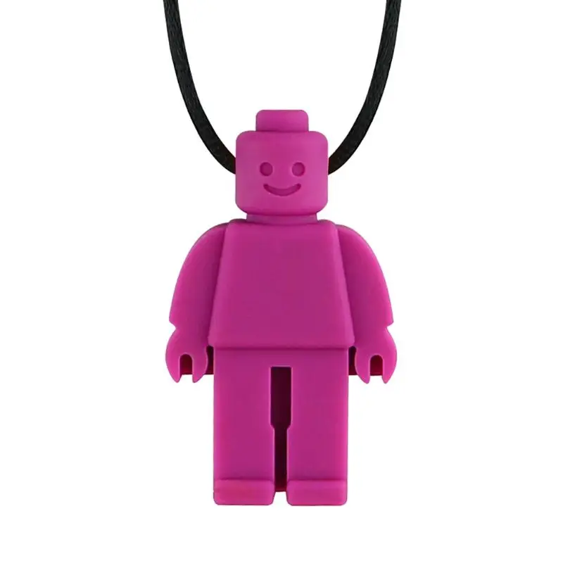 Purple Сенсорная Жевательная фигурка игрушка силиконовый Прорезыватель робот Жевательная Подвеска для детей - Цвет: Purple