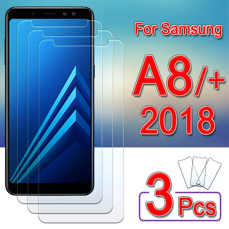 for samsung a8 glass protective on galaxy a 8 plus 2018 screen protector tempered glas A8plus 8a a82018 safety Armor film 1-3pcs afbeelding