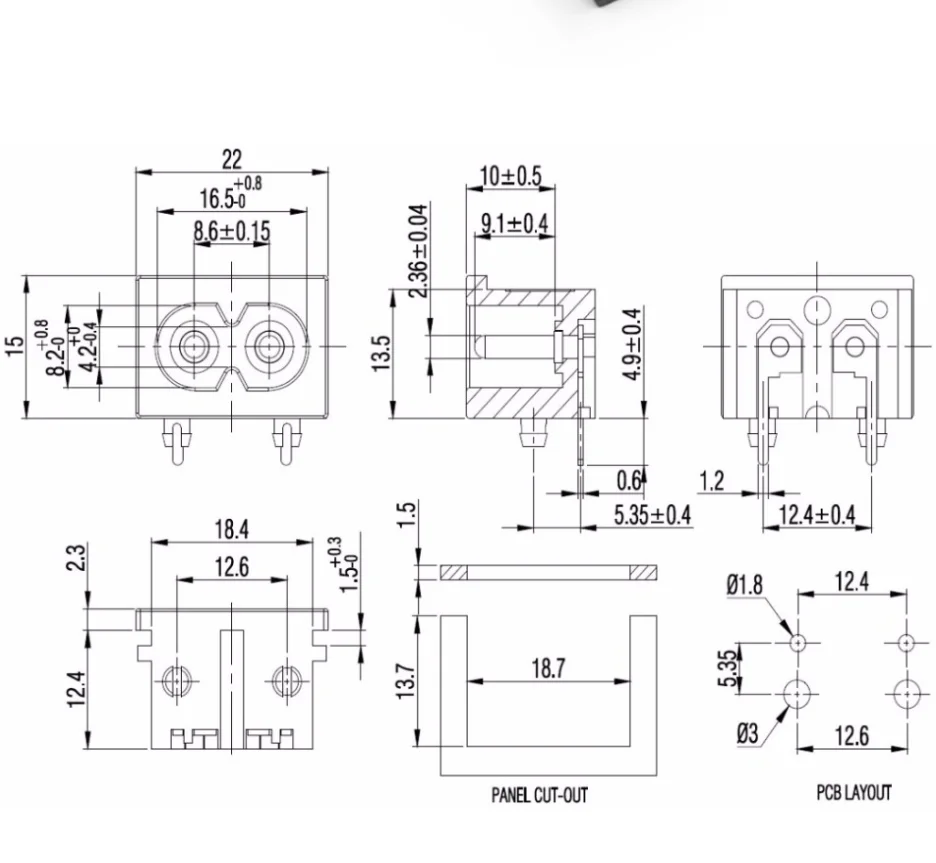 10 шт. AC 250 В 2.5A прямоугольный черный штекер IEC320 C8 разъем питания