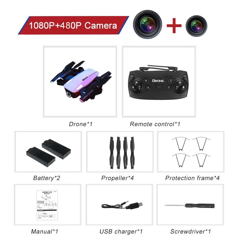 FPV wifi 720 P/1080 P камера Дрон Rc Квадрокоптер 720 P/1080 P камера складной Квадрокоптер мини Дрон вертолет для детей - Цвет: JC20-108-48-WH-2B