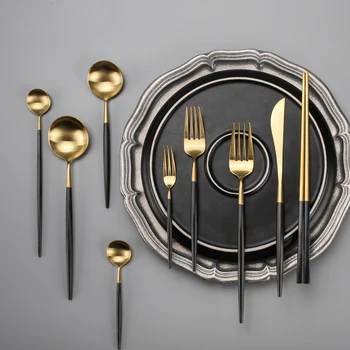 

Cutlery Set Gold Cutlery Set Black Cutlery Western 4pcs/set Stainless Steel Knife Fork Spoon Set wholesale