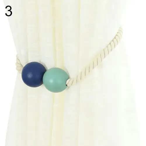 Лента для штор стильная Магнитная деревянная бусина плетение веревка для штор Tieback кольцо держатель домашний декор легко завязывается держатель пряжки зажимы - Цвет: Blue  Green