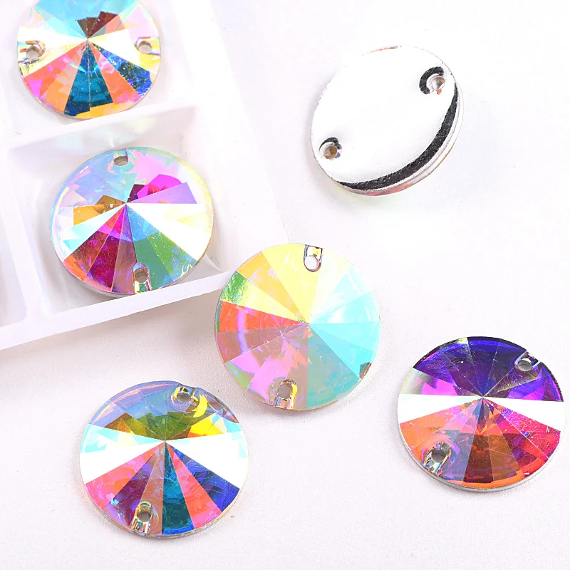 Круглые серебряные стразы Rivoli из смолы с плоским основанием для шитья свадебные