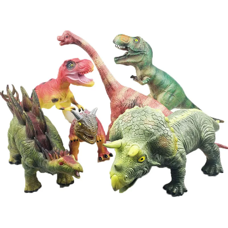 

Model Large Size Soft Silcone Sound Making Cotton Filling Dinosaur Toy Decoration T-Rex Triceratops Static CHILDREN'S Toy Wholes
