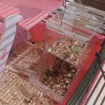

Hamster Feeder Food Dispenser Bin Feeder with Bracket Automatic For Pigeon Parrots