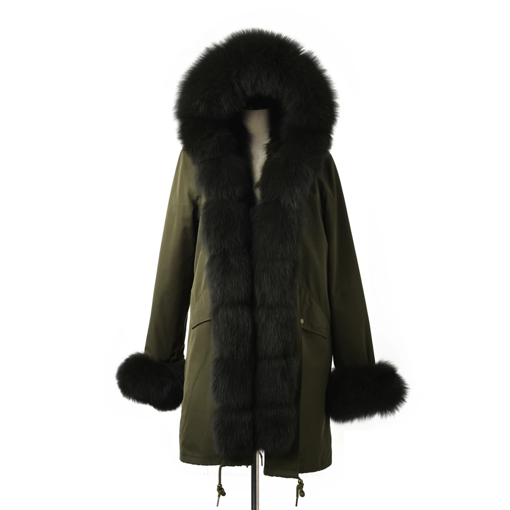 TOPFUR, Модная парка ArmyGreen, женские куртки, пальто из натурального меха, Женская парка из натурального Лисьего меха с капюшоном, верхняя одежда, коричневые меховые парки