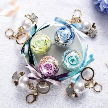 

Eternal Flower Keychain Handmade Flower Keychain Exquisite Ribbon Handbag Accessories Valentine's Day Gift Decoration