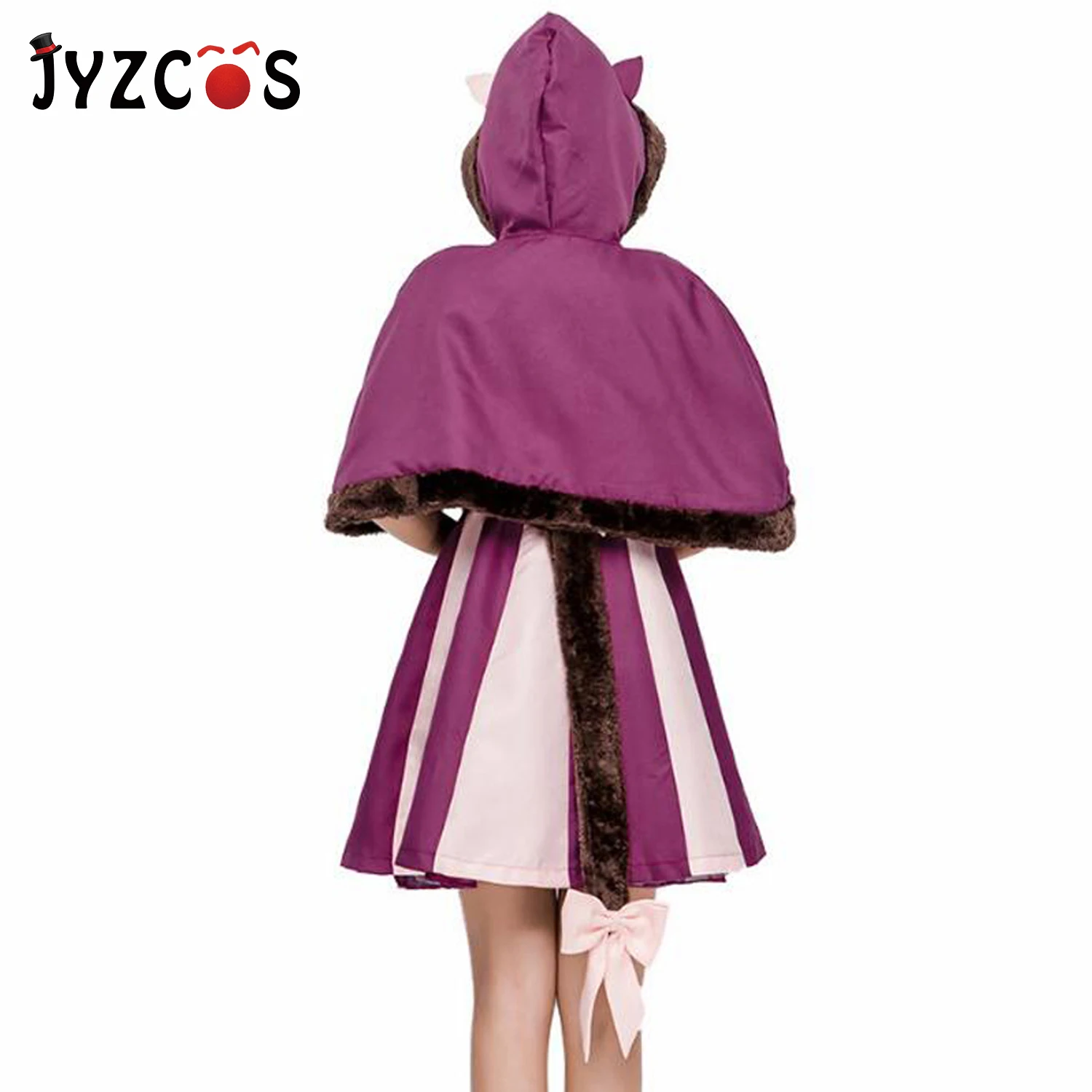 JYZCOS Алиса в стране чудес дети фиолетовый девушка косплей платье смайлик кошка фантазия кошка живой прекрасный косплей костюмы подарки на день рождения