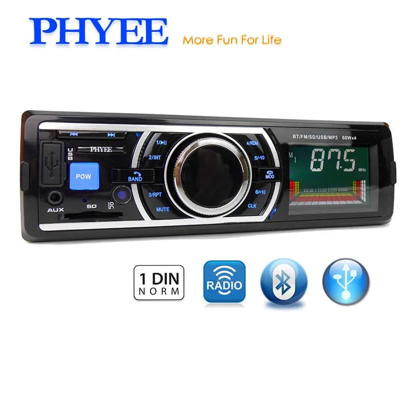 6203BT PHYEE Автомагнитола 1 Din Bluetooth Авто Стерео MP3 плеер аудио запись USB SD Aux 12 в ISO разъем в тире головное устройство JSD-520 - Цвет: 6203BT