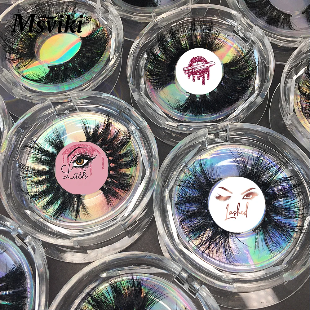 Custom Logo Mink Lashes Wholesale Bulk Fluffy Lashes Vendor 25mm False