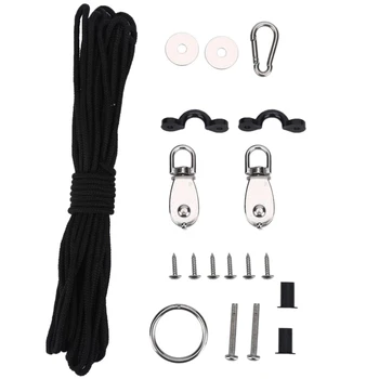 

19Pcs Kayak Accessories Kit Rod Holder Mount Paddle Clips 10M Bungee Rope Cord Hook Rivet Pad Eyes Pulley Blocks Set Canoe Boat