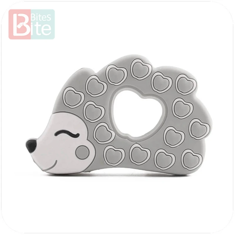 gray hedgehog Укусы 1 шт. Детские трофеи силиконовые большеглазая кошка BPA бесплатно Прорезыватель аксессуары еда класса Ежик цепочка для прорезывания зубов подвески - Цвет: gray hedgehog