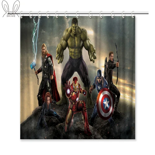 Занавеска для душа из серии Avengers Infinity War, Экологичная Водонепроницаемая занавеска с крючками для ванной комнаты, подходящая под подарки - Цвет: 21