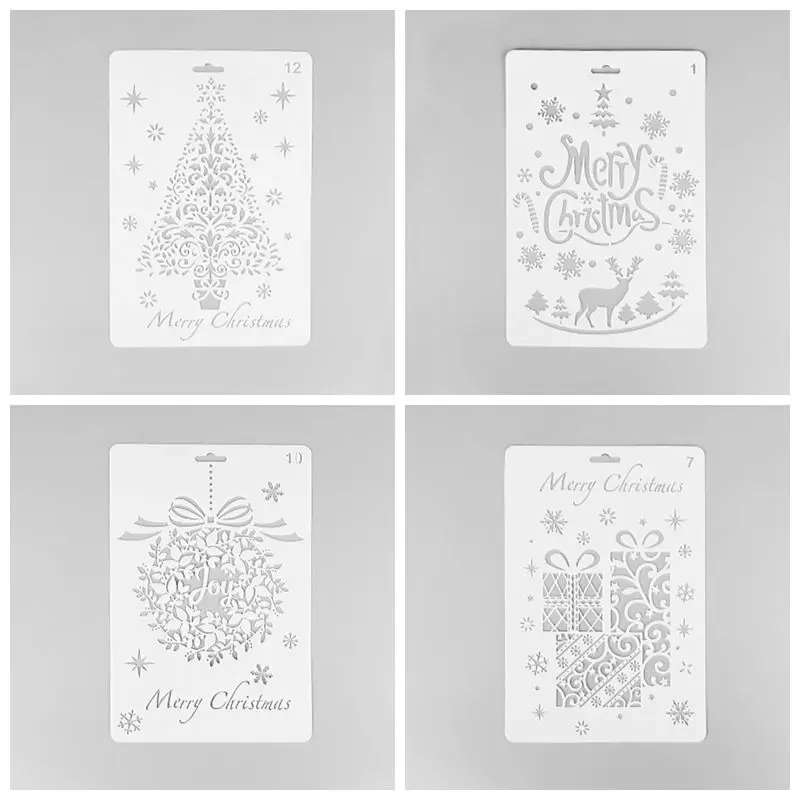 4pcs Stencils 4 шт DIY Ремесло Рождественские трафареты для скрапбукинга материал штампы для рисования и штампы альбом декор тиснение бумажные карты шаблон - Цвет: 4pcs Stencils