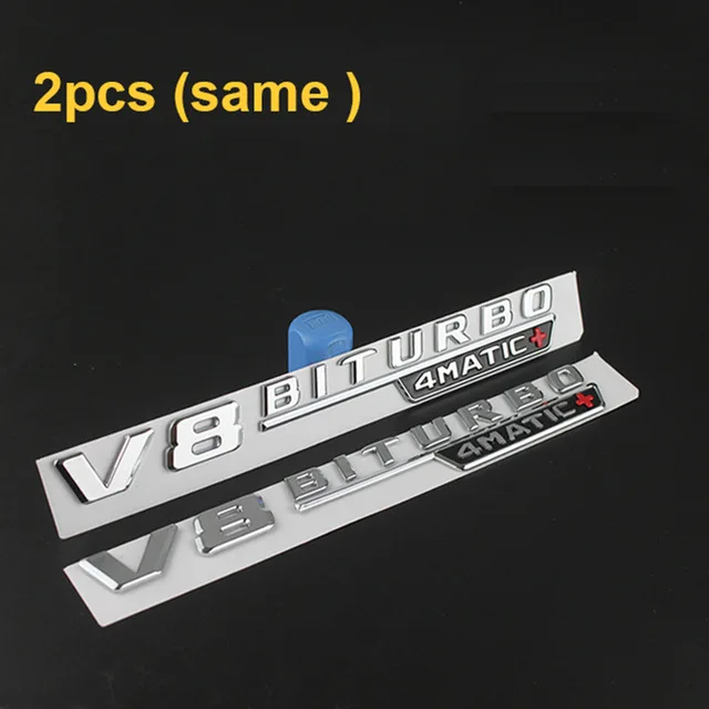 V8 BIT 4MATICxchrome Письмо Эмблема для Mercedes Benz AMG V12BITURBO V8 BITURBO 4matic+ турбо 4matic стайлинга автомобилей крыло логотип Стикеры хром черный, красный - Цвет: V8 BIT 4MATICxchrome