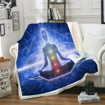 

Yoga Throw Blanket Woman on Tranquil Summer Beach Meditating Peaceful Calm Sunset Motivation Phrase Warm Microfiber Blanket