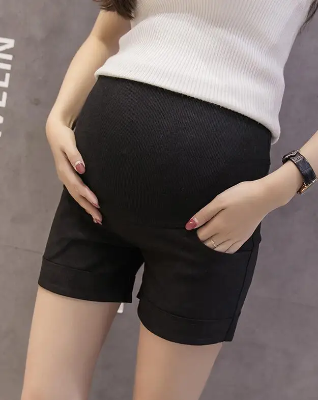 Black Short Одежда для беременных прямые брюки летняя одежда для беременных шорты для беременных с высокой талией штаны для беременных - Цвет: Black Short