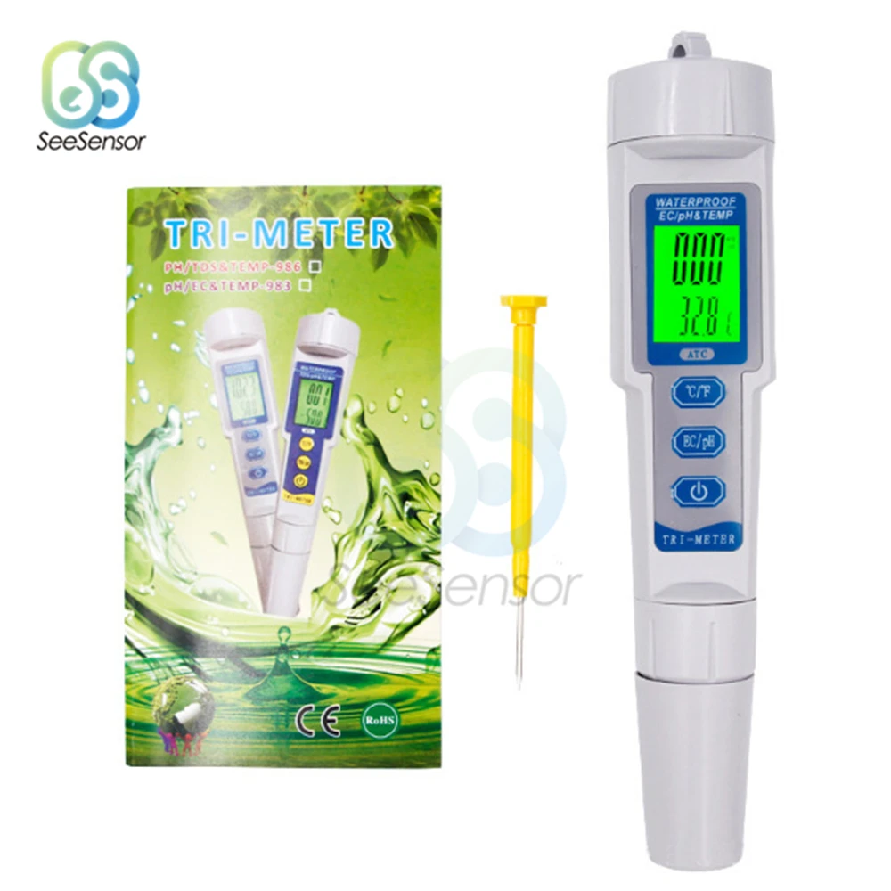 

Digital PH Meter Water Quality Tester Monitor TDS/PH/EC Temperature Tester Pen Conductivity Water Quality Measurement Tools