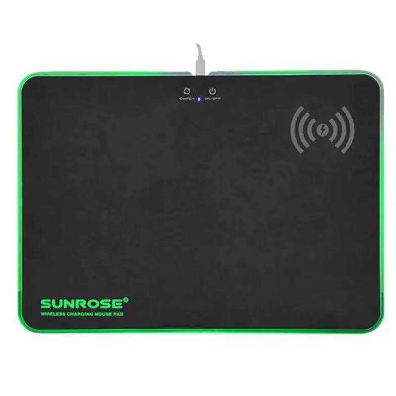 

SUNROSE Wireless Charger Mice Mat Mouse Mat RGB Lights Phone Computer USB Game Mouse Keyboard Pad with Breathing Color Change
