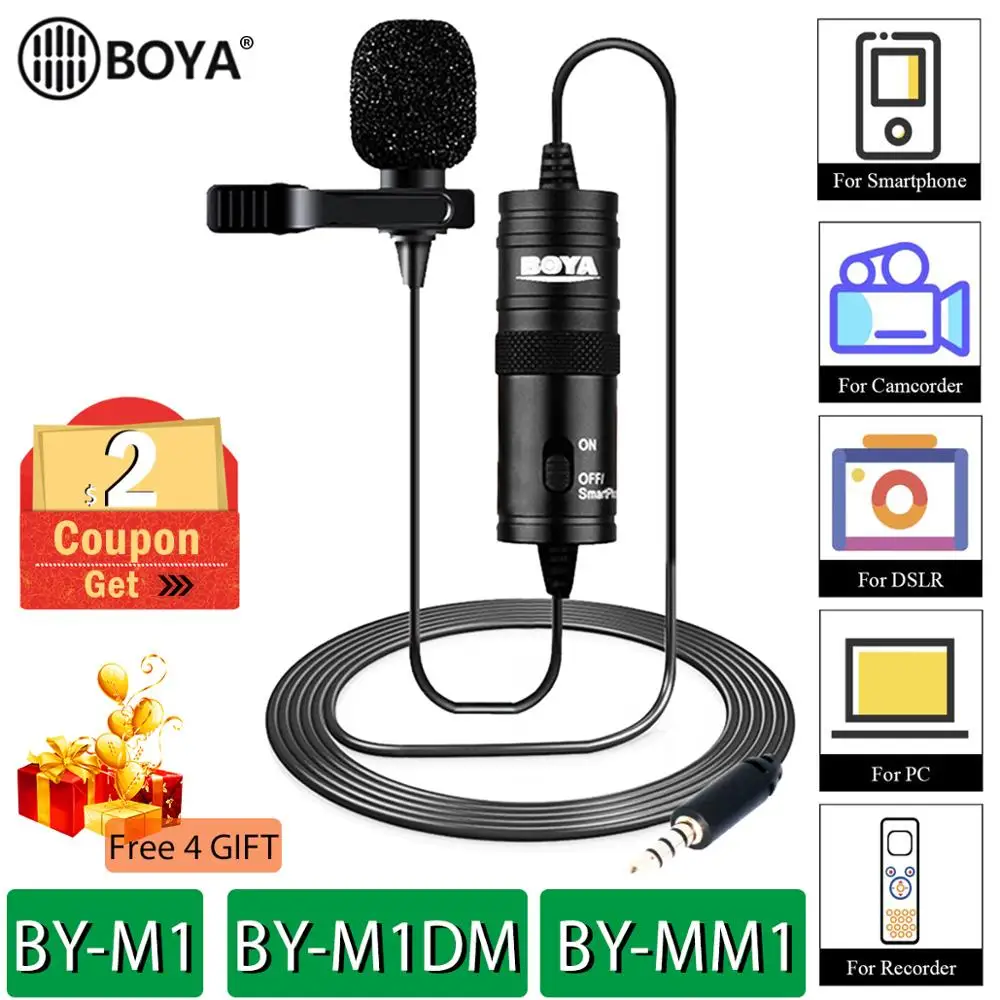BOYA петличный микрофон с камерой и рекордером для iPhone смартфонов Canon Nikon DSLR Zoom pro