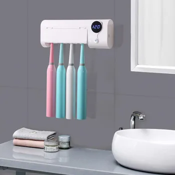 

Punch-free useful Smart Induction UV Light Toothbrush Holder Sterilizer Box Toothbrush Cleaner Toothpaste Dispenser Wall Mount
