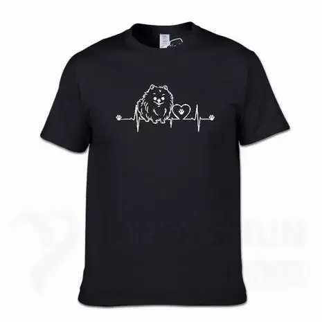 New Funny Pomeranian T Shirt Unisex Short Sleeve O-Neck 16 Colors Cotton Casual Cute Heartbeat Dog T-shirt Girls Woman Tshirt